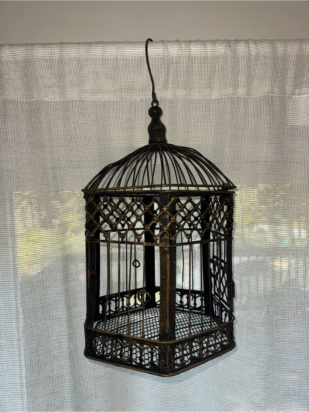 Black and Gold Metal Hanging Birdcage